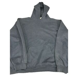 Vintage‎ Navy Blue Pullover Hoodie Kangaroo Pocket Distressed Neck XL